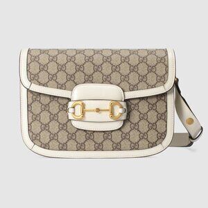 Gucci Mini Horsebit 1955 Bag in White GG Logo Canvas